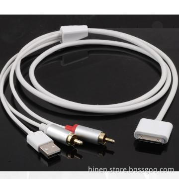 Apple Dock Adapter to R/L Cable with USB Apple MFi